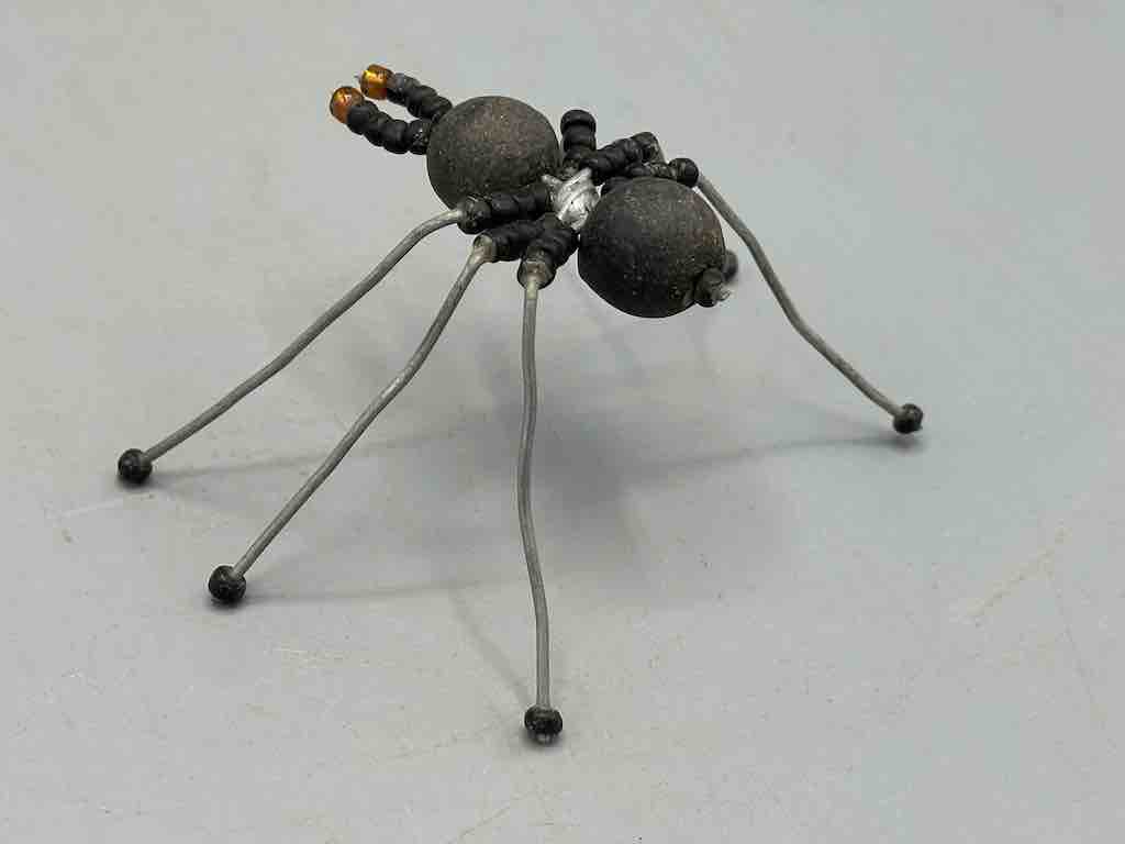 African Double Powderglass Bead Wire Decor 6-Leg Spider Insect Sculpture