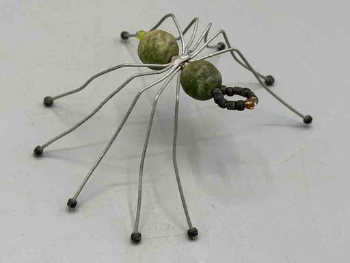 African Dark Green Powderglass Bead Wire Decor Spider Insect Sculpture