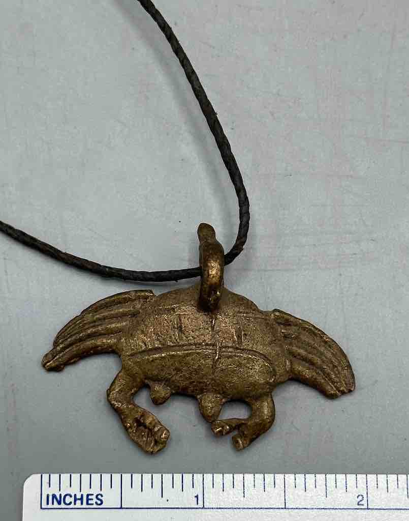 Small Brass Crab Pendant on Single Strand Leather Cord Necklace