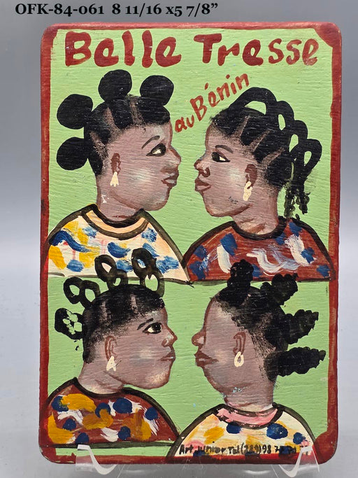 Original Small Beauty Salon Sign Painting on Wood from Benin
