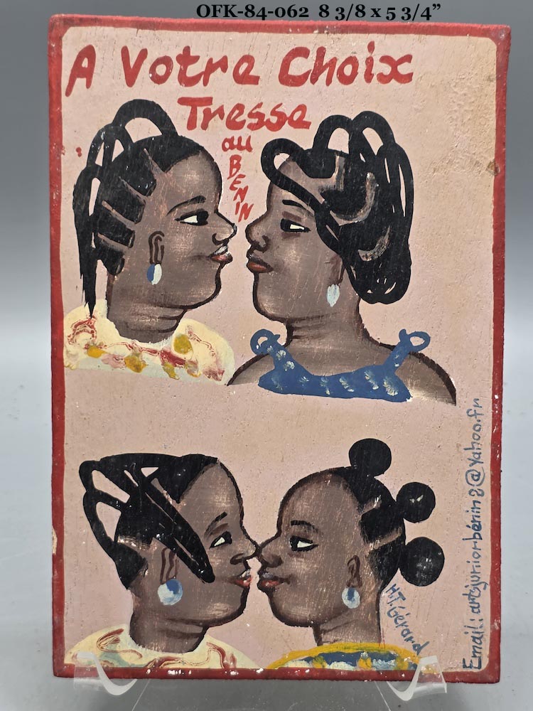 Original Small Beauty Salon Sign Painting on Wood from Benin