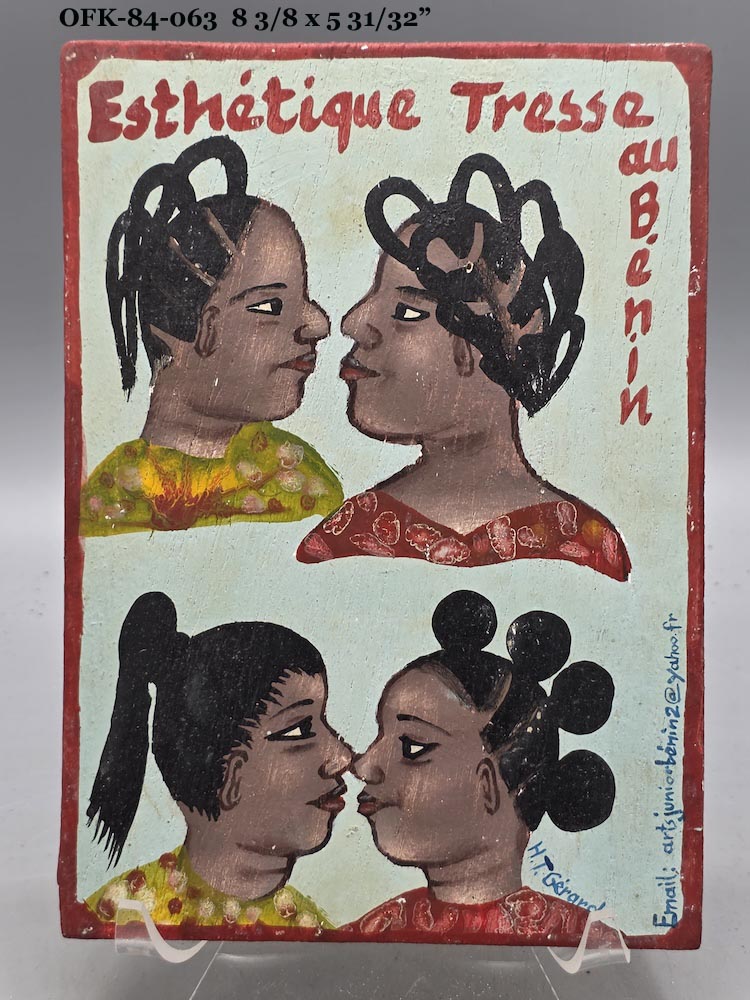 Original Small Beauty Salon Sign Painting on Wood from Benin