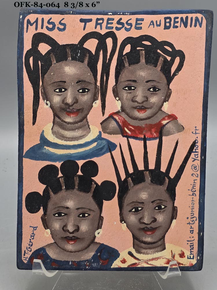 Original Small Beauty Salon Sign Painting on Wood from Benin