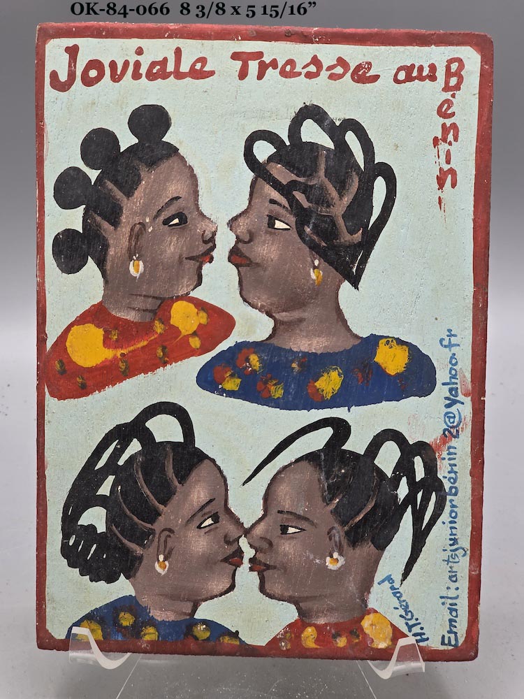 Original Small Beauty Salon Sign Painting on Wood from Benin