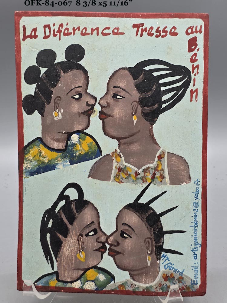 Original Small Beauty Salon Sign Painting on Wood from Benin