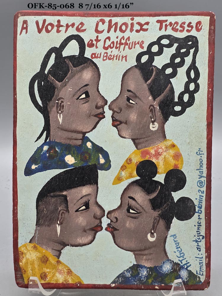Original Small Beauty Salon Sign Painting on Wood from Benin