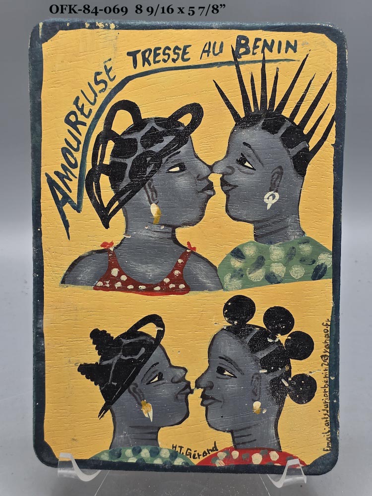 Original Small Beauty Salon Sign Painting on Wood from Benin