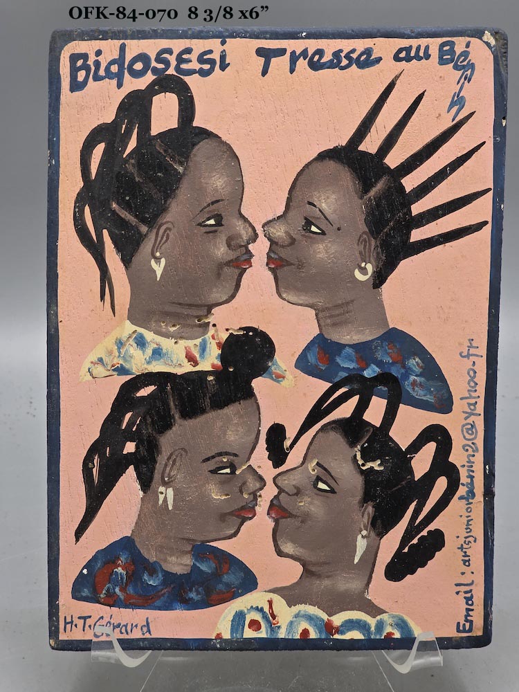 Original Small Beauty Salon Sign Painting on Wood from Benin