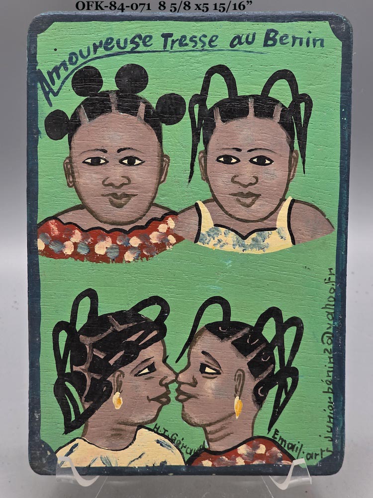 Original Small Beauty Salon Sign Painting on Wood from Benin