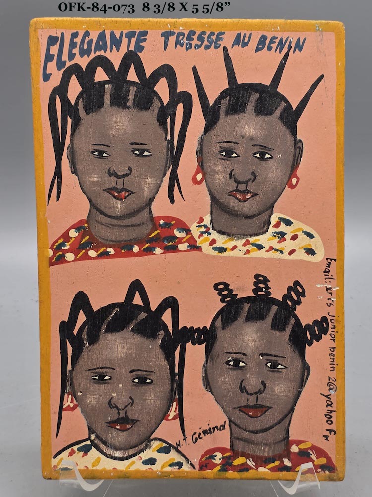 Original Small Beauty Salon Sign Painting on Wood from Benin