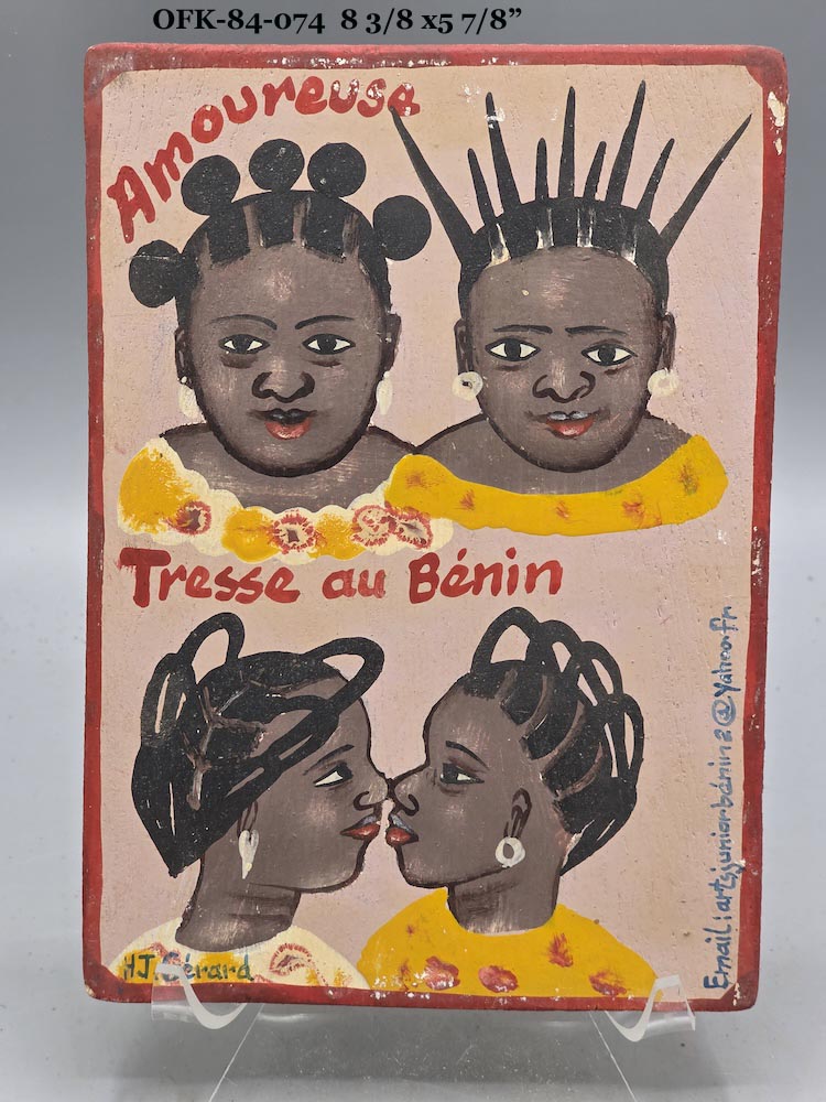Original Small Beauty Salon Sign Painting on Wood from Benin