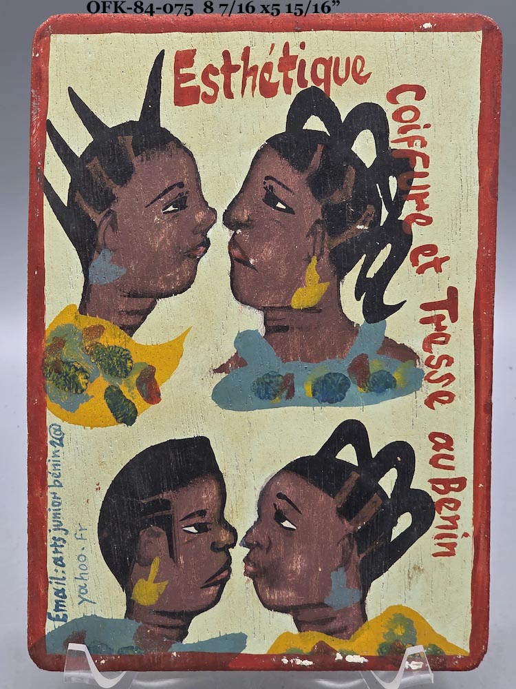 Original Small Beauty Salon Sign Painting on Wood from Benin