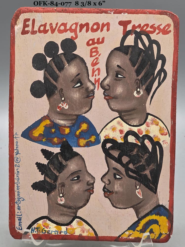 Original Small Beauty Salon Sign Painting on Wood from Benin