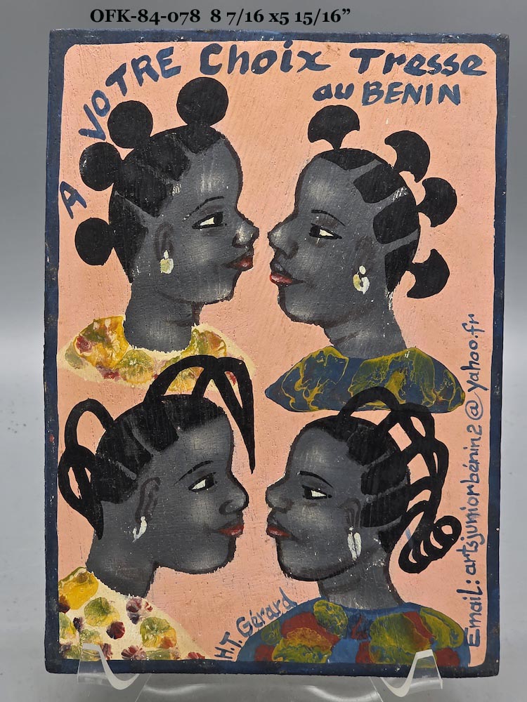 Original Small Beauty Salon Sign Painting on Wood from Benin