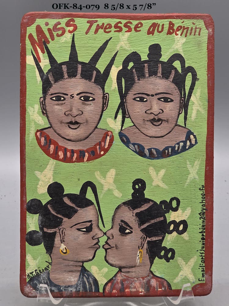 Original Small Beauty Salon Sign Painting on Wood from Benin