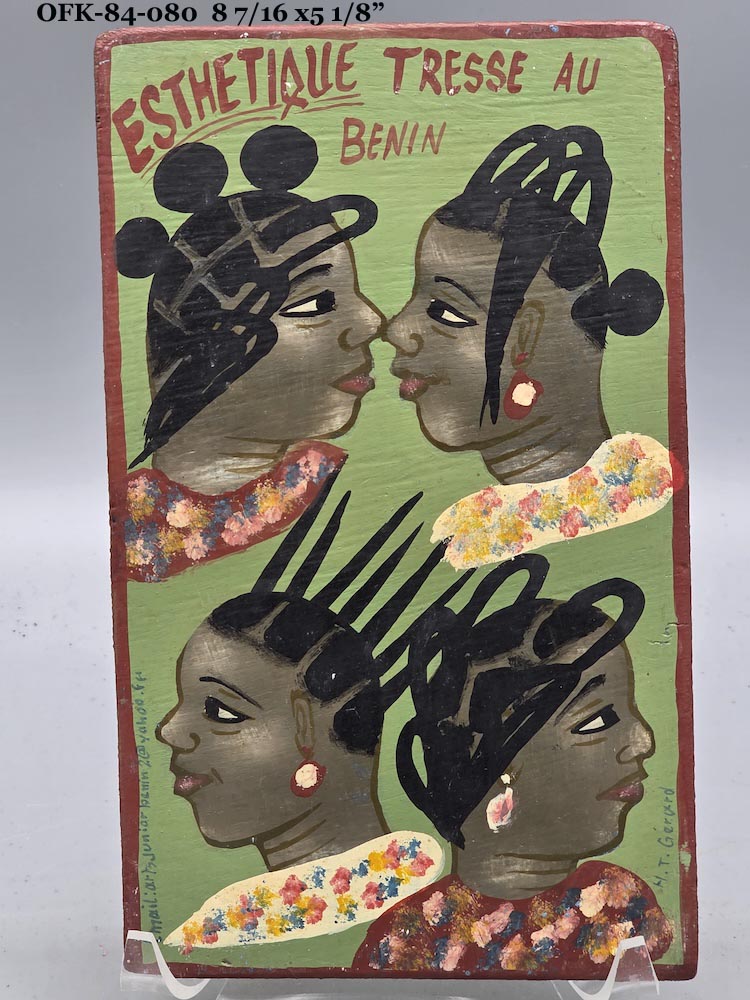 Original Small Beauty Salon Sign Painting on Wood from Benin