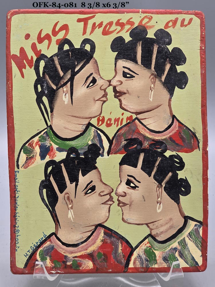 Original Small Beauty Salon Sign Painting on Wood from Benin