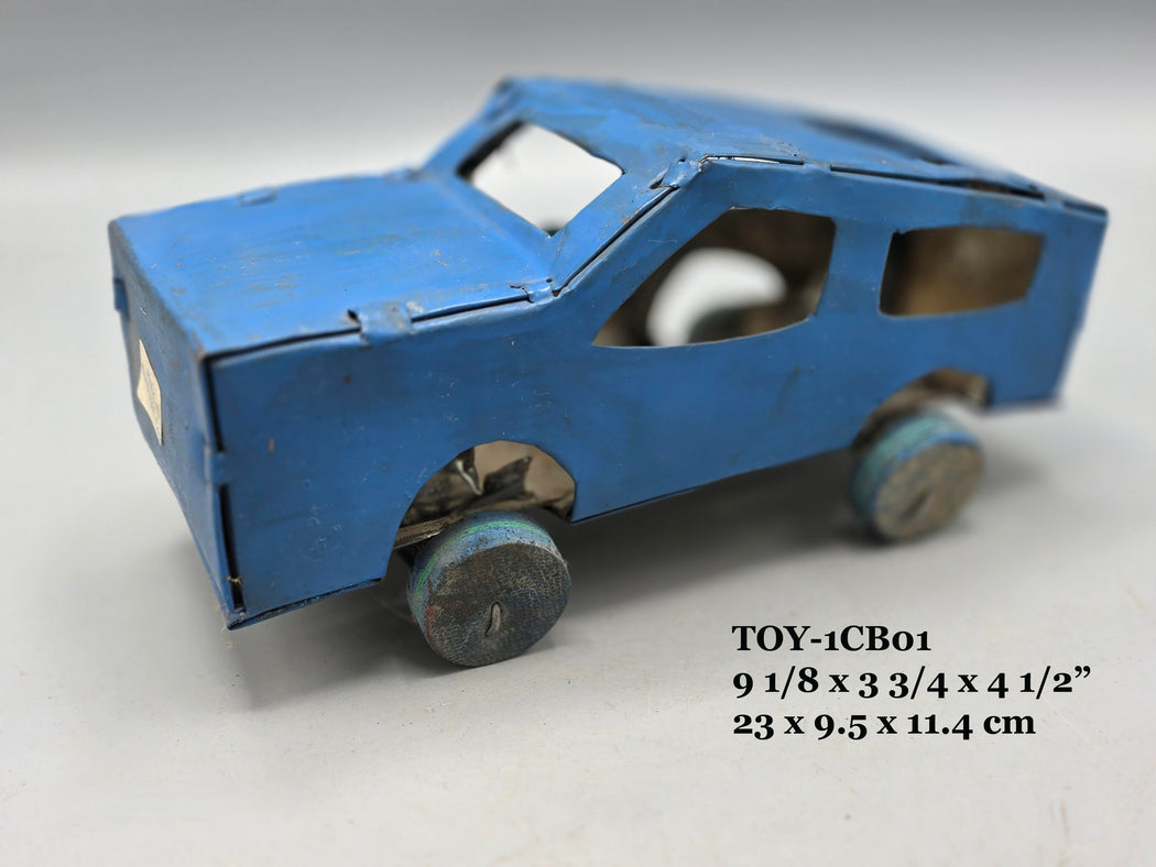 African Recycled Metal Can Blue Painted Toy Car - Burkina Faso