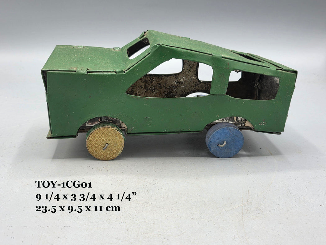 African Recycled Metal Can Green Painted Toy Car - Burkina Faso