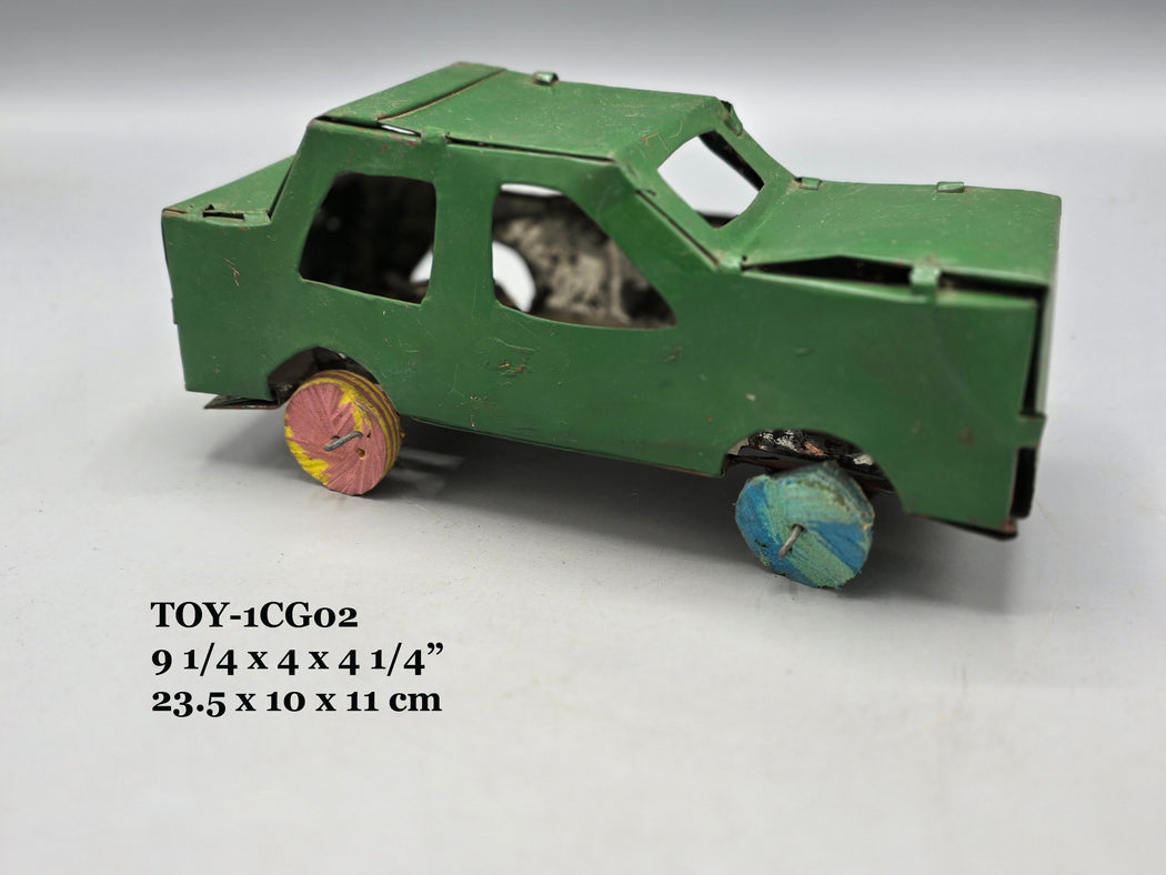 African Recycled Metal Can Green Painted Toy Car - Burkina Faso