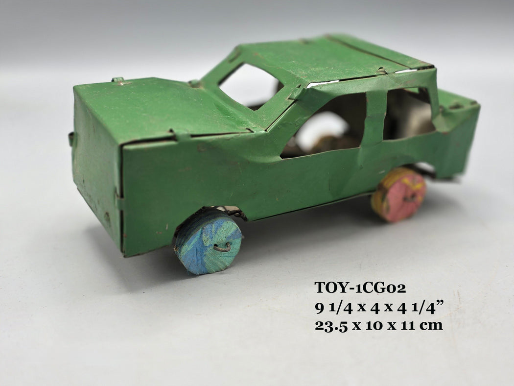 African Recycled Metal Can Green Painted Toy Car - Burkina Faso