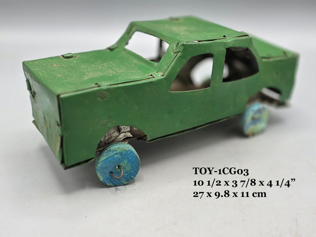 African Recycled Metal Can Green Painted Toy Car - Burkina Faso