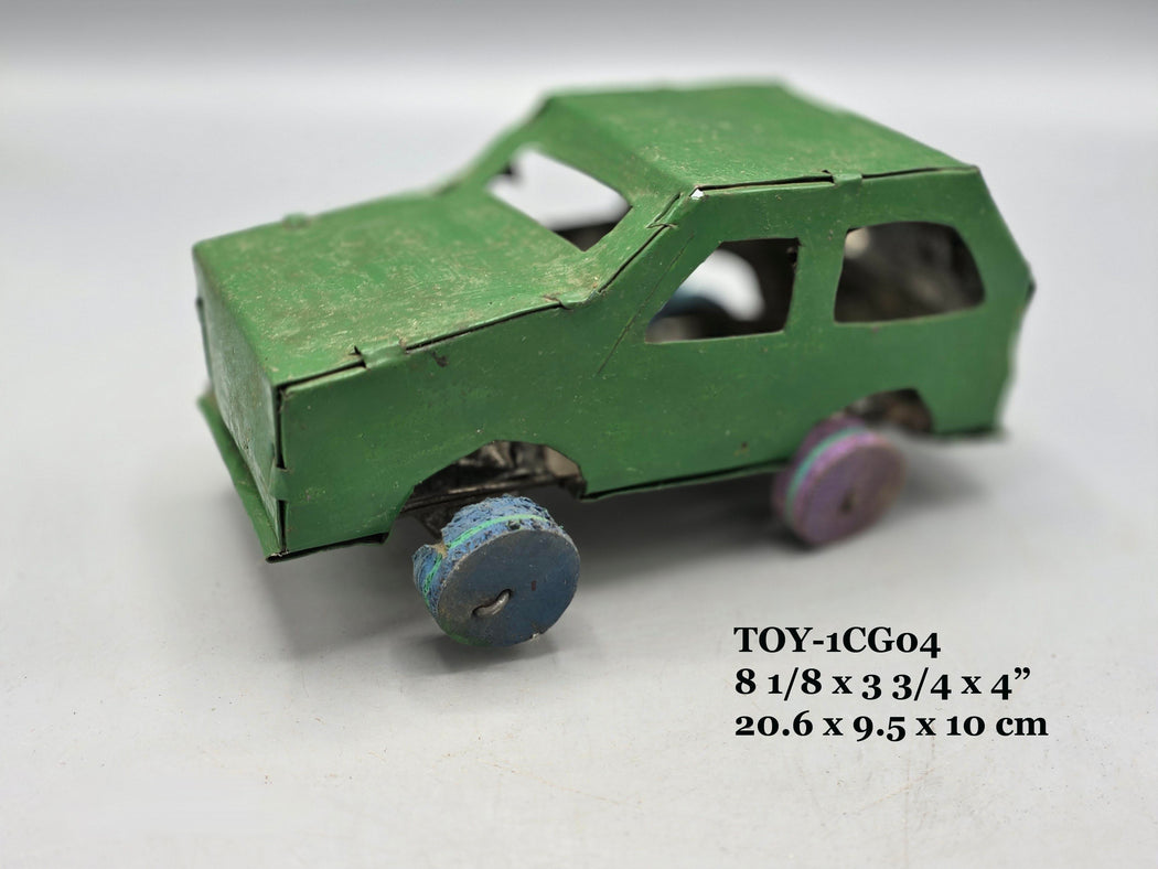 African Recycled Metal Can Green Painted Toy Car - Burkina Faso