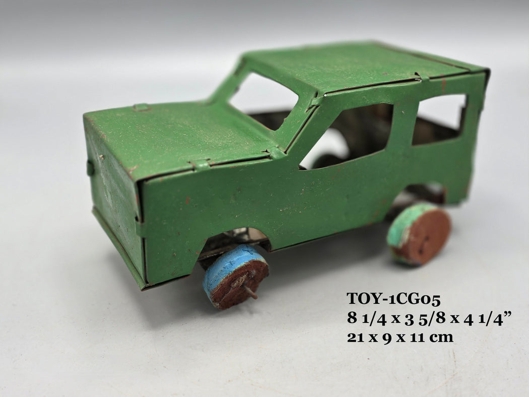 African Recycled Metal Can Green Painted Toy Car - Burkina Faso