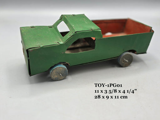 African Recycled Metal Can Green Painted Toy Pickup Truck & Jeep - Burkina Faso