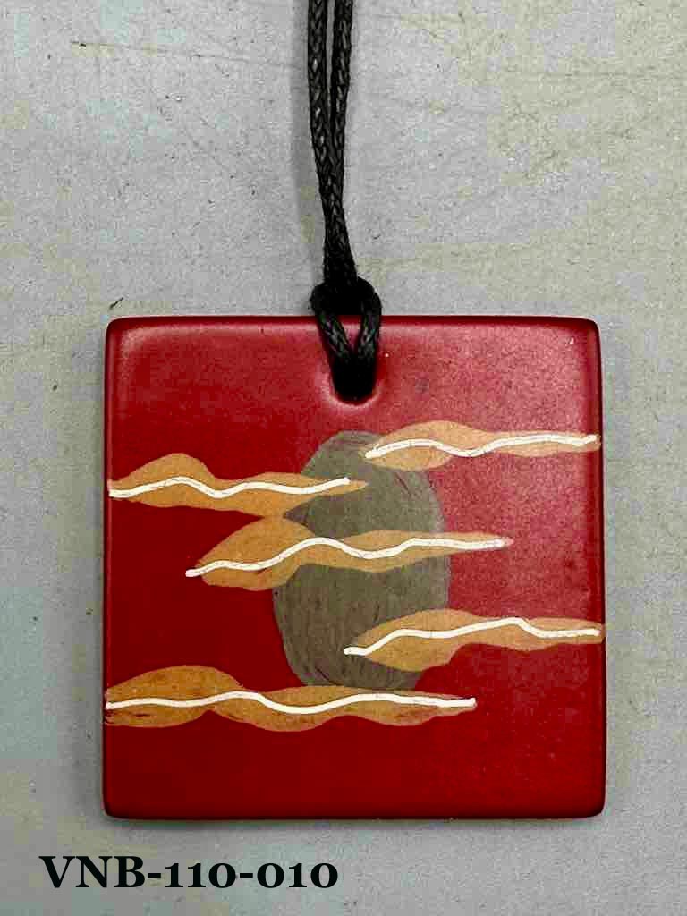 Lightweight Artist Hand-painted Square Pendant Necklace - Viet Nam