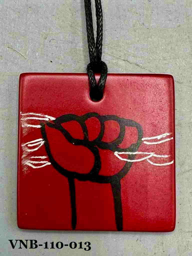 Lightweight Artist Hand-painted Square Pendant Necklace - Viet Nam