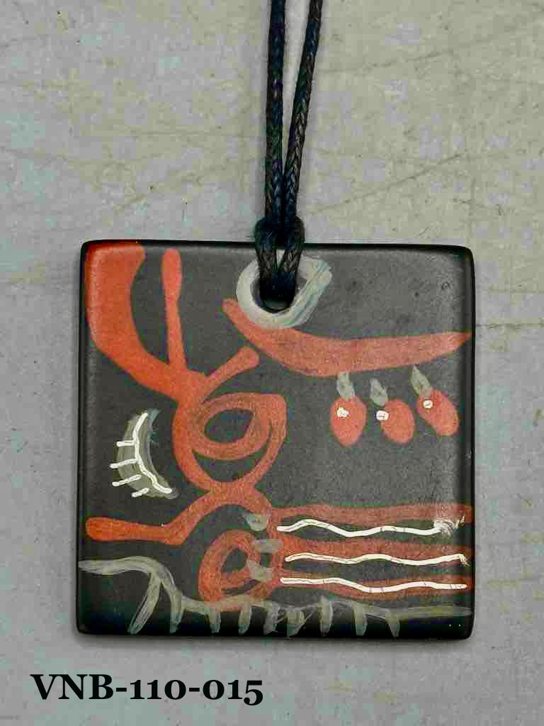 Lightweight Artist Hand-painted Square Pendant Necklace - Viet Nam