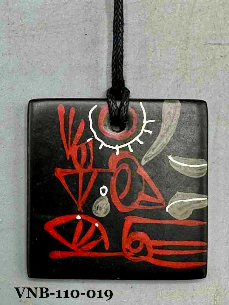 Lightweight Artist Hand-painted Square Pendant Necklace - Viet Nam