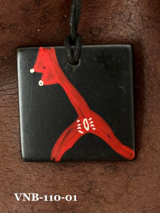 Lightweight Artist Hand-painted Square Pendant Necklace - Viet Nam