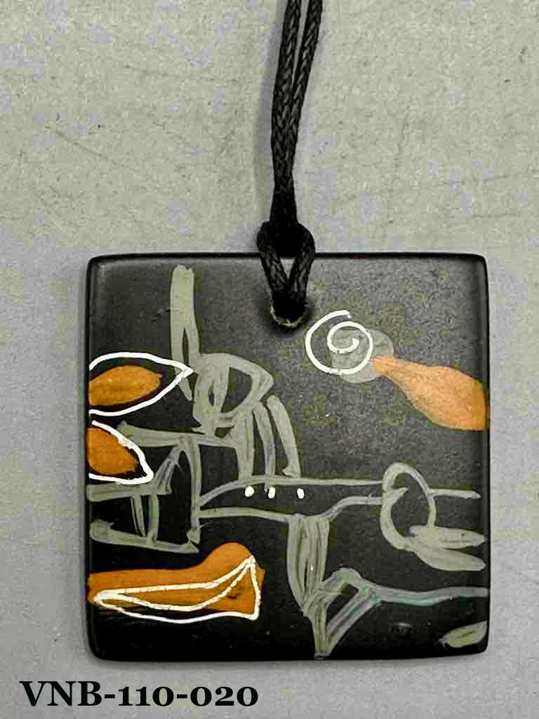 Lightweight Artist Hand-painted Square Pendant Necklace - Viet Nam