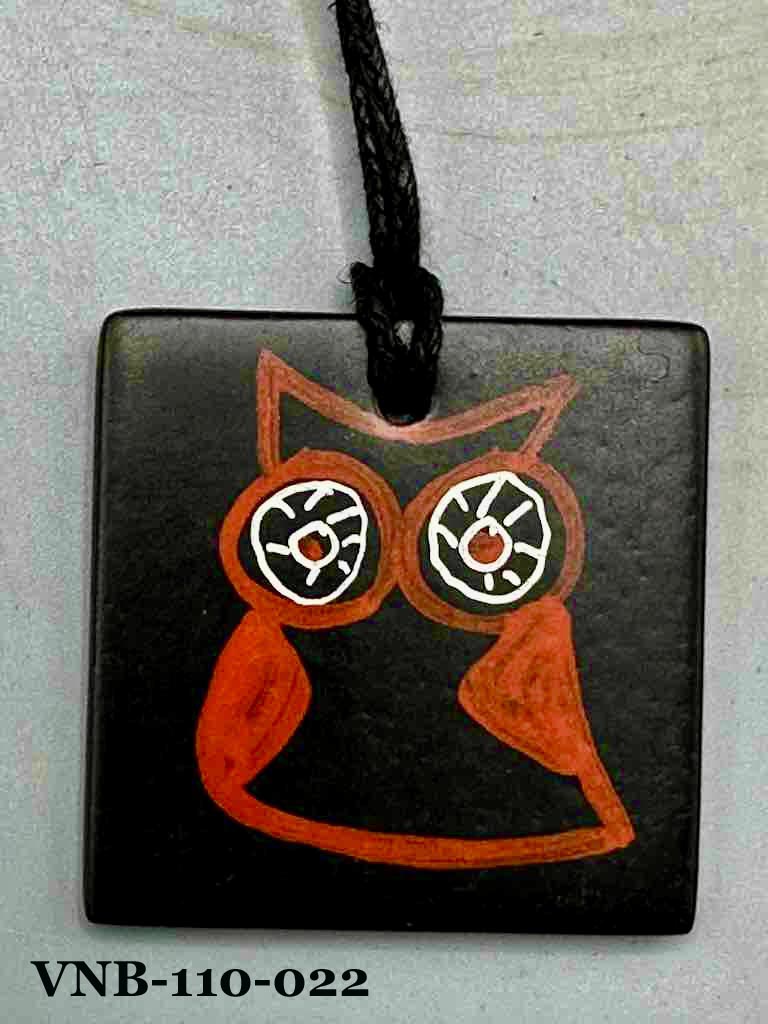 Lightweight Artist Hand-painted Square Pendant Necklace - Viet Nam