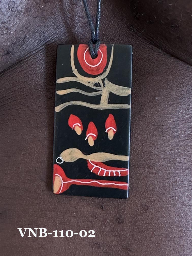 Lightweight Artist Hand-painted Square Pendant Necklace - Viet Nam