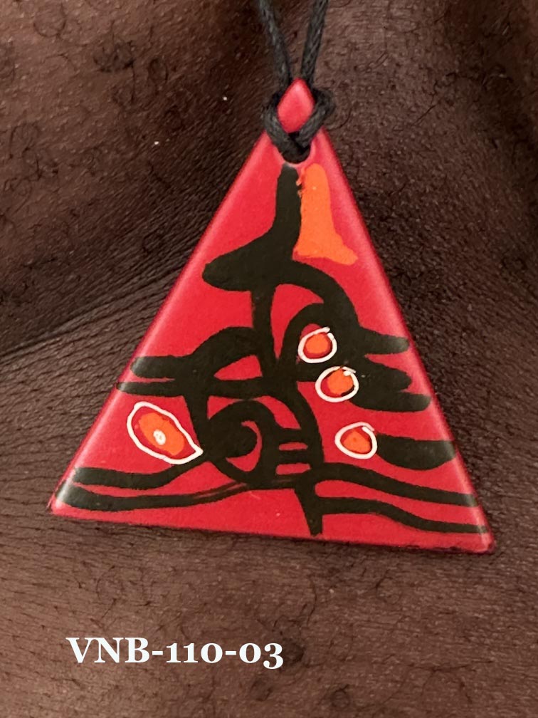 Lightweight Artist Hand-painted Square Pendant Necklace - Viet Nam
