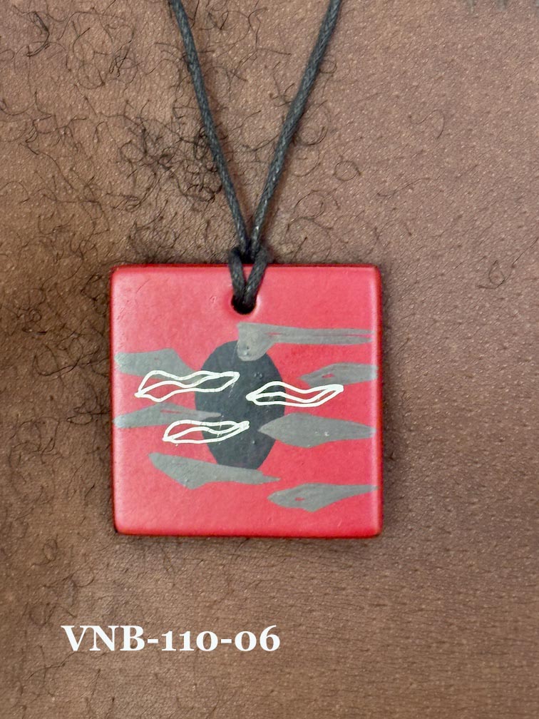 Lightweight Artist Hand-painted Square Pendant Necklace - Viet Nam