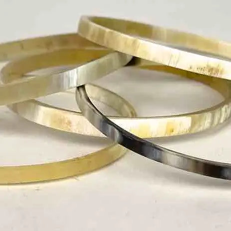Thin African cow horn bangle, 2 shades, 2 shapes