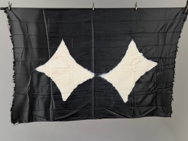 Tiv Indigo-Dyed Cotton Cloth with Opposed Diamond Motif - Nigeria, 68 x 47"