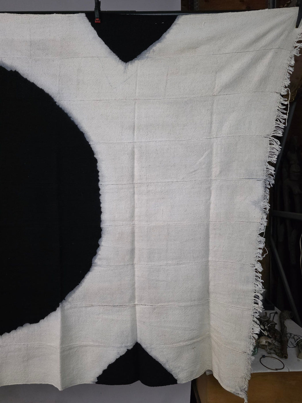 Tiv Nigerian Indigo Cotton Cloth with Resist-Dyed Motif | 68 x 41"