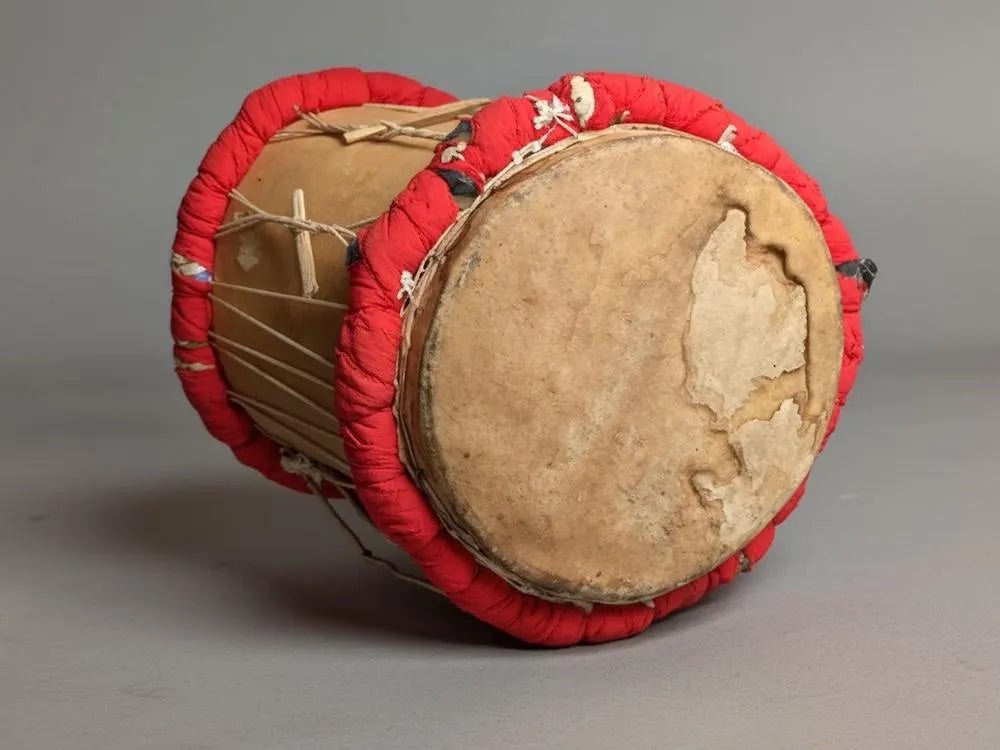 Large Hand-Carved African Gourmantche 2-Head Cylinder Drum