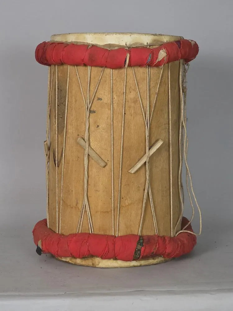 Large Hand-Carved African Gourmantche 2-Head Cylinder Drum