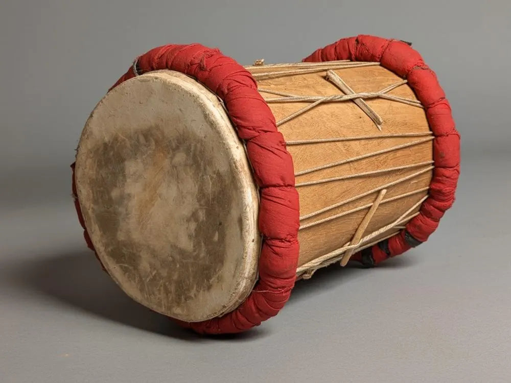 Large Hand-Carved African Gourmantche 2-Head Cylinder Drum