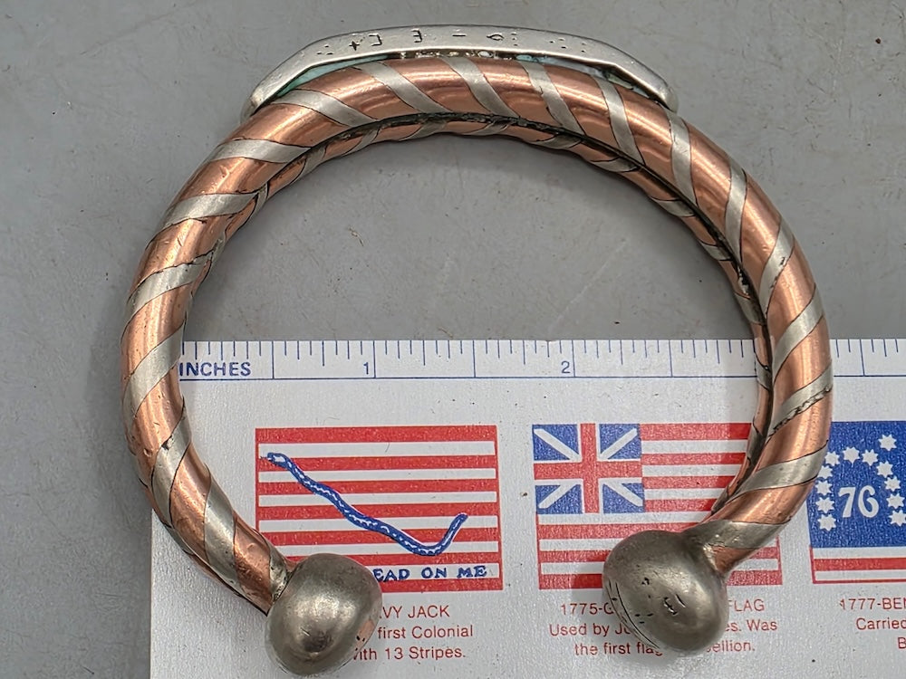 Large Tuareg Coin Silver & Copper Cuff Bracelet - Mali