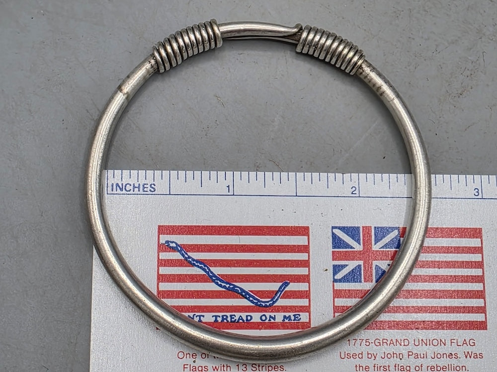 Handcrafted Coin Silver Torque Bracelet - Southwest China - late 20th Century