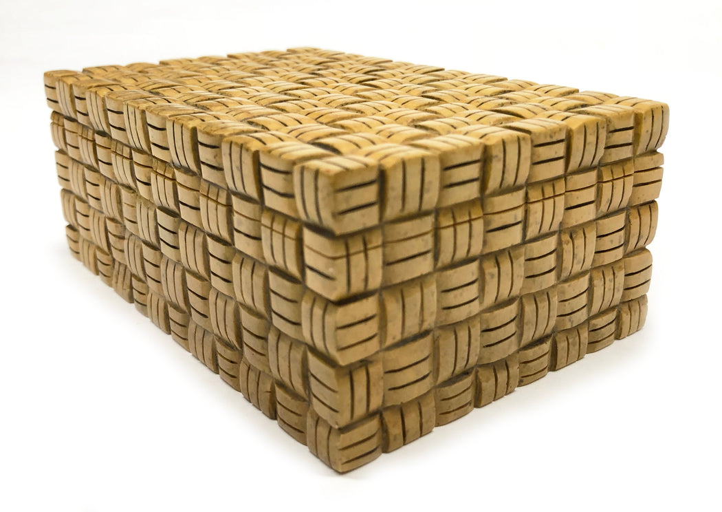 Basket Weave - Niger Bend Soapstone Trinket Decor Box - Niger Bend