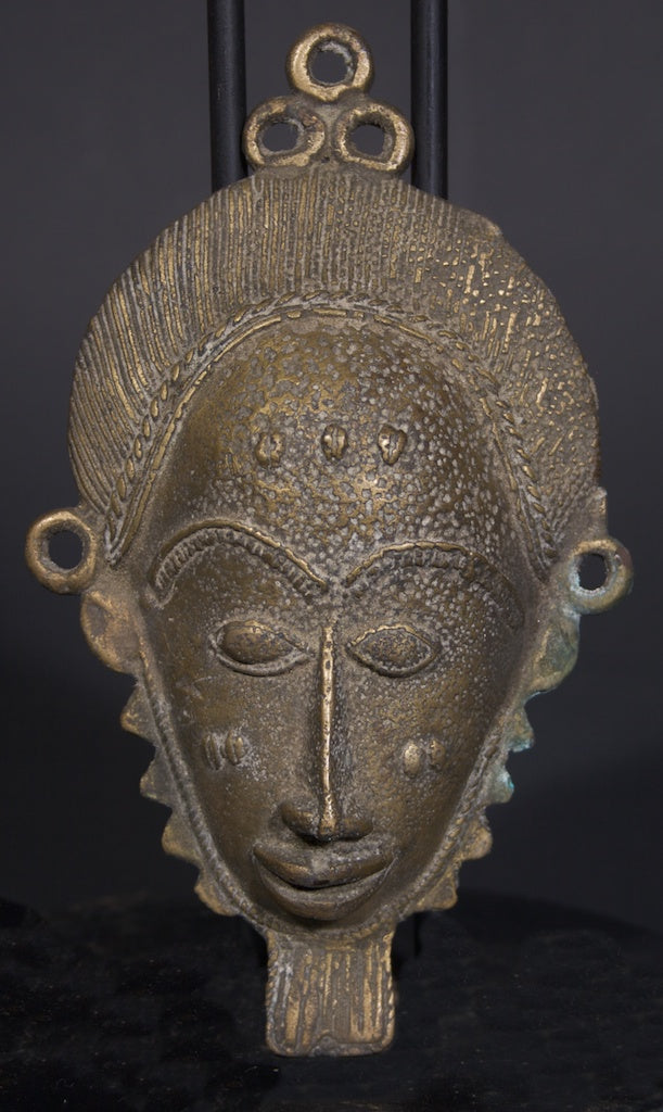 XL Vintage Brass Mask Pendant - Mali