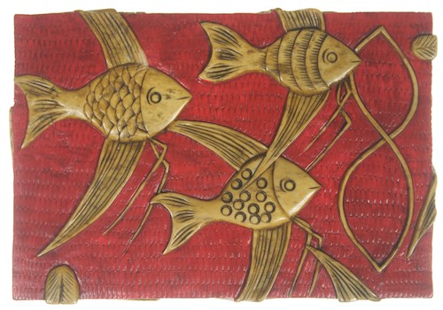 Fish on Red Background - Rectangular Soapstone Trinket Decor Box